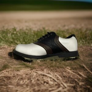 New NWT RAM Mens Size 8 GENUINE LEATHER Classic White Golf Shoes SADDLE SHOE 8